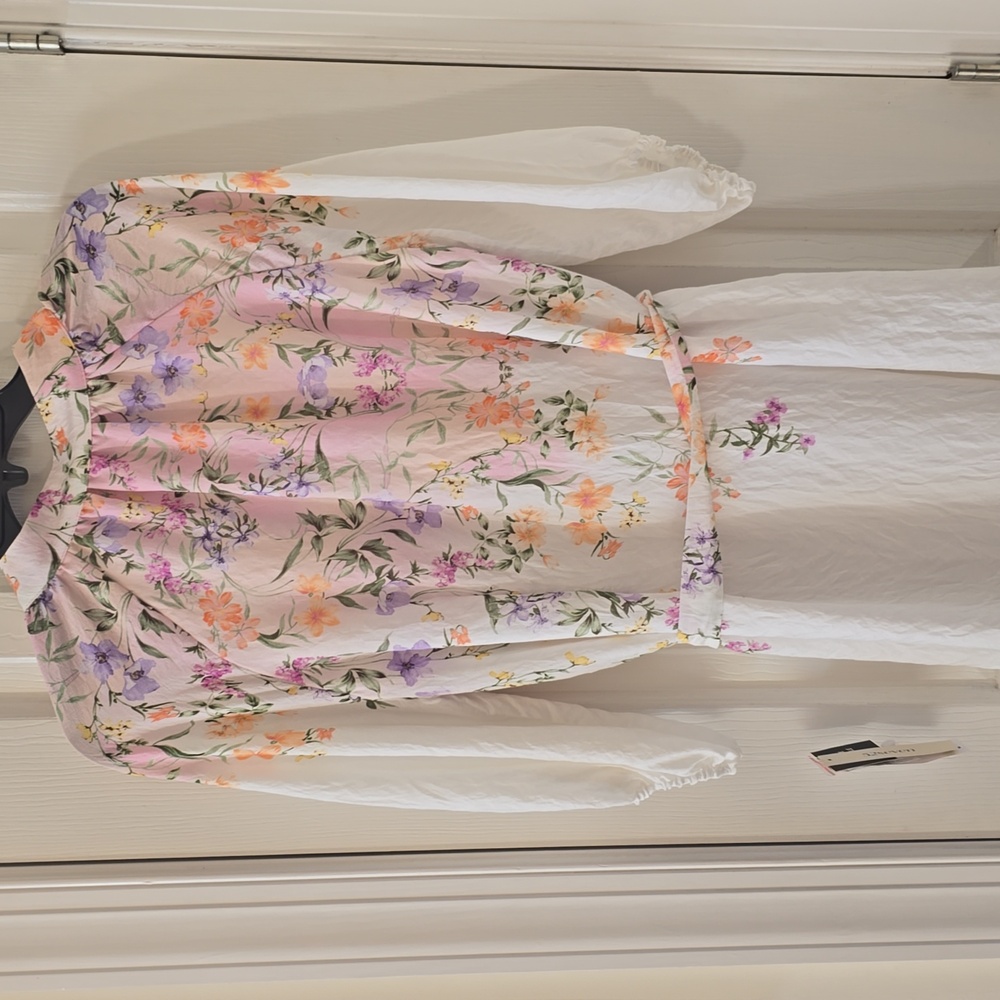 52SEVEN BRAND WOMEN'S PLUS WHITE AND PURPLE LINED FLORAL DRESS SIZE 14W - Picture 8 of 16
